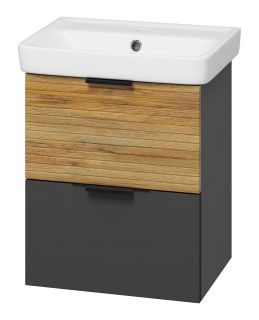 Подвесная тумба под раковину Misty Форест 50см дуб Вотан/антрацит